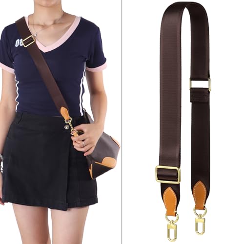 Adjustable Canvas Crossbody Strap for Designer Purse, Brown2