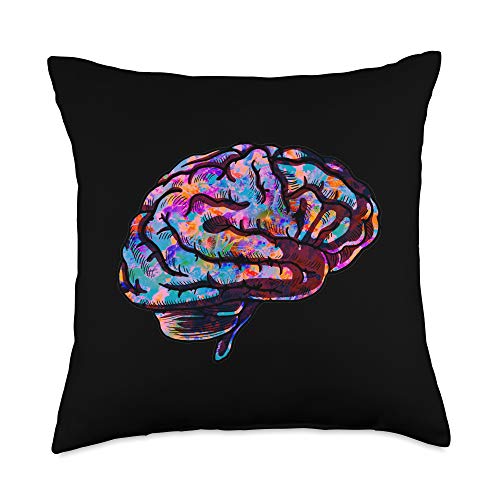 Phsychedelic Art Tie Dye Human Brain Cool Neurologist Gift Throw Pillow
