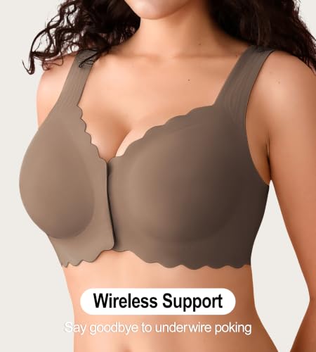 Image of Front Closure Bras for Women Seamless Wireless Push Up Bra No Underwire Full Coverage Comfort Bras Mastectomy Bralettes