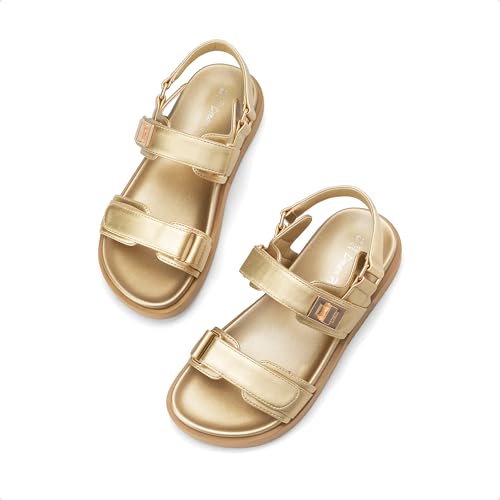 Image of DREAM PAIRS Girls Sandals Casual Open Toe Two Adjustable Strapped Sandals with Hook and Loop for Little Kid /Big Kid