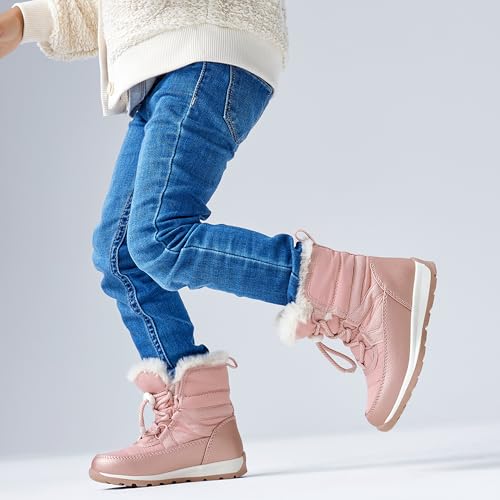 EasyStar Girls Boys Winter Cold Weather Warm Easy on off Water Resistance Snow Boots4