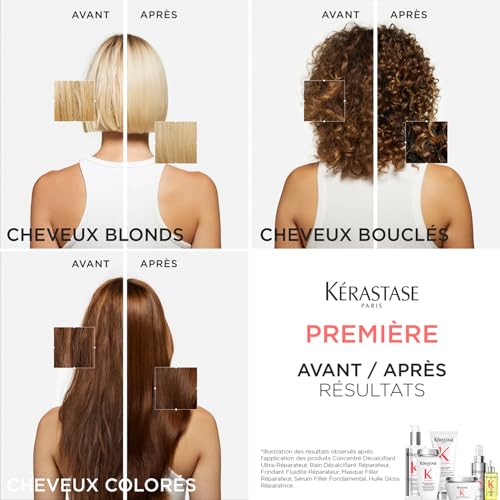 KÉRASTASE Première - Bain Décalcifiant Réparateur - Shampoing Cheveux Abimés - Répare La Fibre En Profondeur - Formule Innovante À L'Acide Citrique & Glycine - Sans Sulfate - Cheveux Abîmés - 80 ml