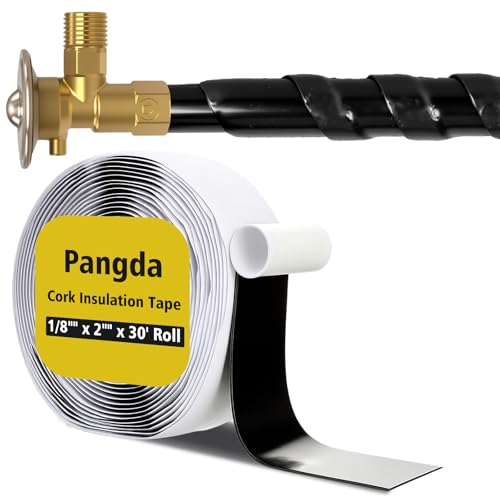 Pangda Cork Insulation Tape 1/8" x 2" x 30' Insulation Tape for Air Conditioning Thermal Expansion Valve HVAC Pipe Sealing Soundproofing Prevents Condensation