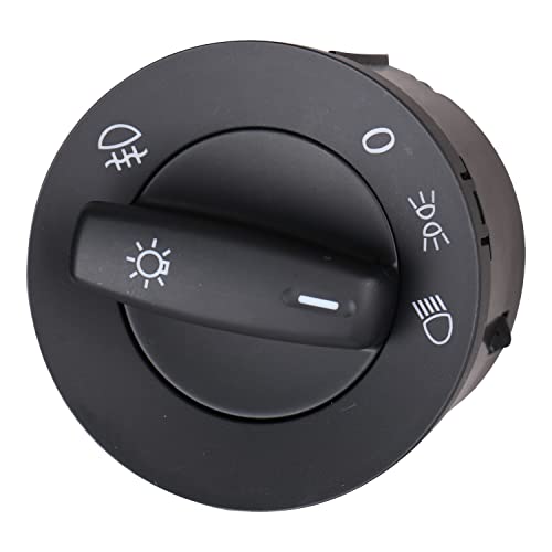 KONDAJI Lichtschalter Scheinwerfer Nebelscheinwerfer Schalter Schaltknauf Hauptlichschalter für VW Golf 5 6 Jetta 5 6 Tiguan Caddy Passat B6 CC 1K0941431B Cover