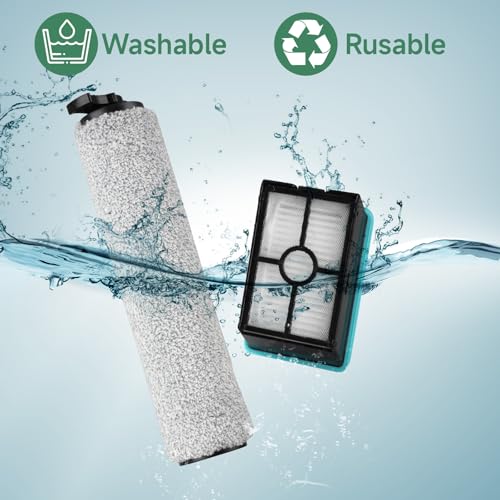 [4 Pack] For Bissell Crosswave Replacement Parts 3831, Roller Brush & Filter Replacement For Bissell 3831, HF2, 3845, 3847, 3848, Boost Cleaning Power & Extend Vacuum Life