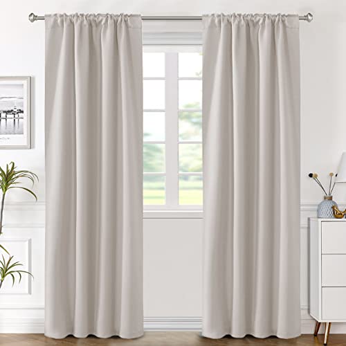 Image of H.VERSAILTEX Blackout Curtains Thermal Insulated Window Treatment Panels Room Darkening Blackout Drapes for Living Room Back Tab /Rod Pocket Bedroom Draperies (2 Panels, Stone, 42 x 84 Inch)