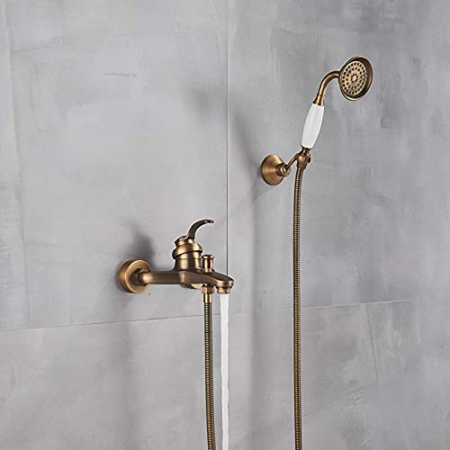 Kit de Pommeau de Douche à Main et Mitigeur Baignoire Mural en Laiton