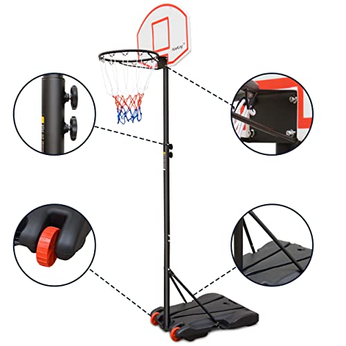 Hookung Portable Junior Basketball Hoop System Basketball Goals Set Freestanding With Wheels Height Adjustable For Teenager Youth Indoor Outdoor Use #TOP2