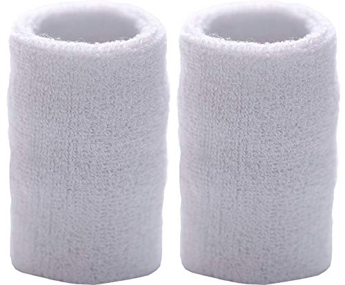Image of Play2Fit 4 Cotton Wristband (2 Pair) Soft Sweatband For All Sport, Stretchable, Sweat Absorbent Supports Wrist Made In India (Plain White, 5)