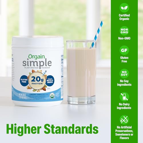 Orgain Organic Simple Vegan Protein Powder, Vanilla - 20g Plant Based Protein, Made with less Ingredients, No Artificial Sweeteners, Gluten Free, No Dairy or Lactose, 1.25 lb (Packaging May Vary) - Image 4