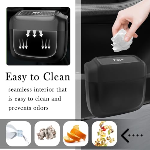 Image of Turcee Car Trash Can with Lid,Waterproof Car Trash Bin with Storage Garbage Bag,Multi-Functional Car Garbage Can with Capacity 600ml,Mini Trash Can Car Organizer Fit for Car,Home,Office