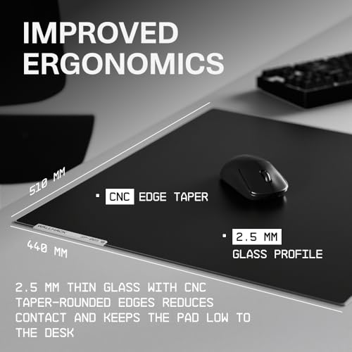 Image of WALLHACK SP-005 Black Gaming Mouse Pad Speed Control Balance Large Size E-Sports Smooth Low Friction Tempered Glass Ultra Thin Durable Anti-Slip Carrying Carrying Case Maintenance Kit SkyPAD