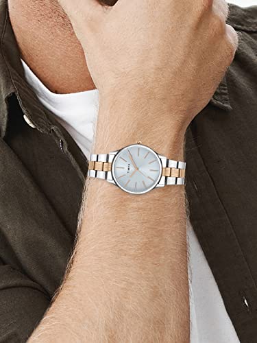 Image of TIMEX Analog Watch for Man with Blue Round Dial & Multicolor Stainless Steel Bracelet Band Water Resistant Men's Wrist Watches - TWTG73SMU03