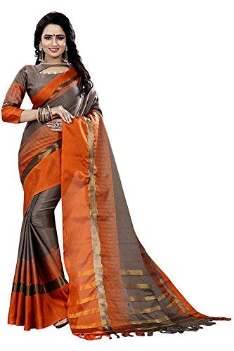 RAJESHWAR FASHION WITH RF Womens Cotton Silk Saree(Grey)