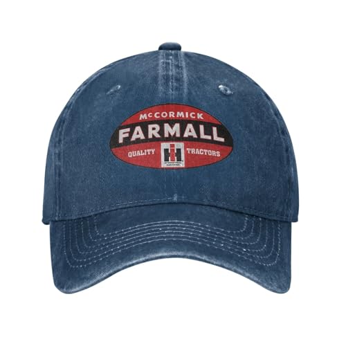 Farm-All Tractors Vintage Washed Plain Baseball Cap Distressed Dad Golf Hat for Men Women Navy Blue