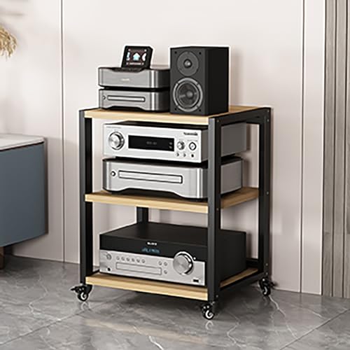 XingLi 2/3/4/5-Tier Removable AV Media Stand Audio Rack CD Rack Corner Rack Component Cabinet Stereo Rack Audio Tower, with Height-Adjustable Wooden Shelf, for Home/Office/Theater(Size:3TIER)