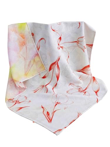 Écharpe carrée en soie de qualité supérieure HangErFeng rouge floral pour femme
