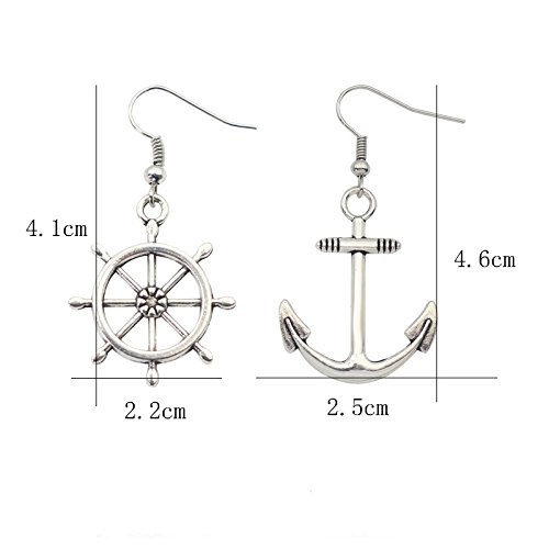 Irregular Silver Nautical Anchor Rudder Earrings Personality Fashion Dangle Earrings3