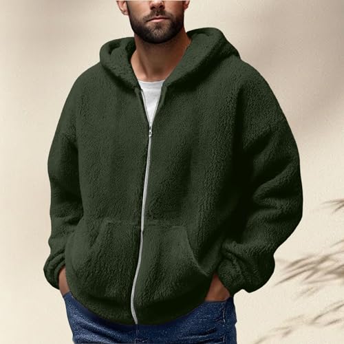 Men's Winter Warm Zip Up Fleece Athletic Hoodie Long Sleeve Fuzzy Sherpa Hooded Sweatshirt Jacket Coats with Pockets2
