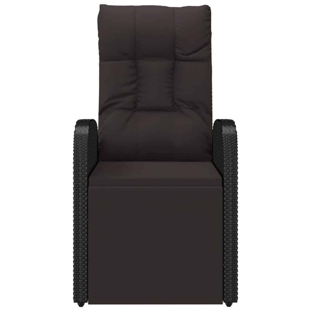 vidaXL Chaise Inclinable de Jardin et Coussin Fauteuil d'Extérieur Chaise de Patio Terrasse Arrière-Cour Robuste Résine Tressée Noir