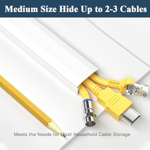 Image of Serplex 3Pcs Cord Hider 15.7 inches Connectable Cable Hider, One-Cord Cord Covers for Wall, Sliding Cable Cover Raceway, Wire Hiders for Tv on Wall, Wire Covers for Cords, White