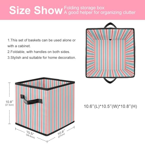 Boîte de rangement pliable en tissu à rayures pour optimiser vos placards - 3