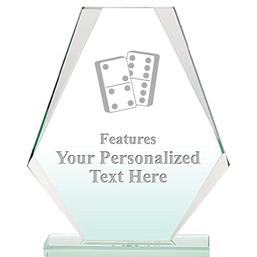Premio Dominó Pirámide de Cristal Jade de 6" H