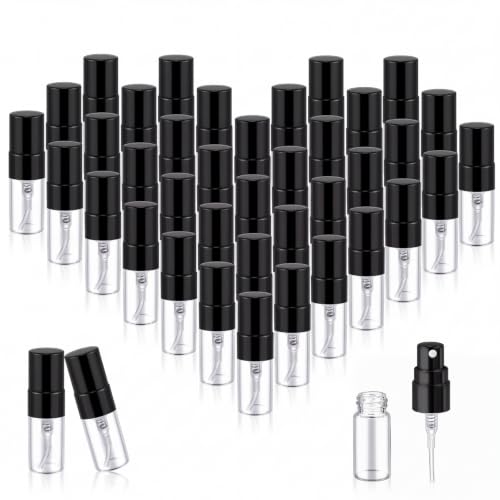 Zhehao 100 Pcs Mini Spray Bottles, Perfume Bottle, Black Cap, 2 Ml