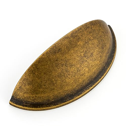 Image of Ravinte Antique Brass Drawer Pulls Cabinet Cup Pulls 3 Inch 3 Pack | Kitchen Hardware, Cup Pull Shape, Cabinet Handles, Drawer Handles, Smooth Drawer Grip,For Dressers, Cupboards
