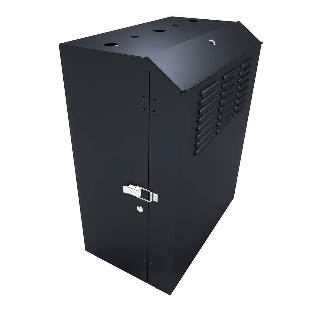 NavePoint 8U Vertical Server Rack Enclosure, Low Profile, 23.6" Deep, Max Weight Capacity 132lbs - 8U Network Cabinet Vertical Wall Mount, Perforated, Black