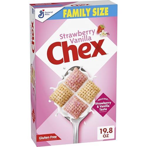 Strawberry Vanilla Chex Cereal, Gluten Free Breakfast Cereal, Made with Whole Grain, Family Size, 19.8 oz