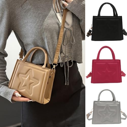 Women Bag Large Capacity Shoulder Bag Star Embossed Handbag PU Leather Crossbody Bag Top Handle Bag for Daily3