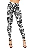 skull leggings amazon Beliebte Schädel und Rosen monochrome Druck