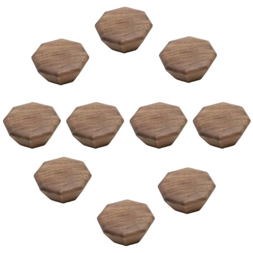 Boutons de porte en bois de noyer massif, poignées d'armoire octogonales haut de gamme 42 mm
