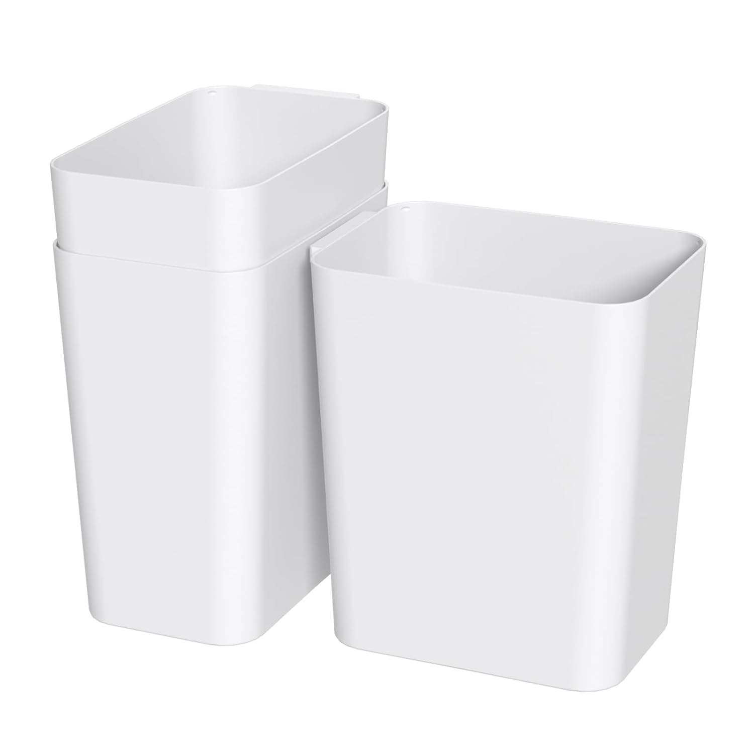 4.5 Gallon 3 Packs Plastic Wastebasket, Slim Garbage Container Bin, White Trash Can for Under Desk, Office, Bathroom