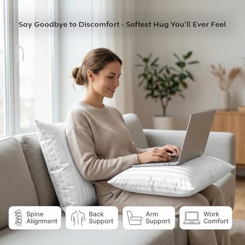 Image of AYKA Microfiber Cushion Filler Set of 3 (16 x 16 Inch) | Soft & Fluffy Sofa Cushions Inserts | Premium Polyester Fiber Throw Pillows for Sofa, Couch, Bed & Living Room Decor | White