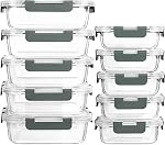 [10-Pack] MCIRCO Glass Meal Prep Containers With Lids, Food Storage With Snap Locking Lids, Airtight Lunch Boxes, Microwave, Oven, Freezer and Dishwasher Safe