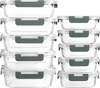 [10-Pack]Glass Meal Prep Containers with Lids-MCIRCO Glass Food Storage Containers with Lifetime Lasting Snap Locking Lids, Airtight Lunch Containers, Microwave, Oven, Freezer and Dishwasher