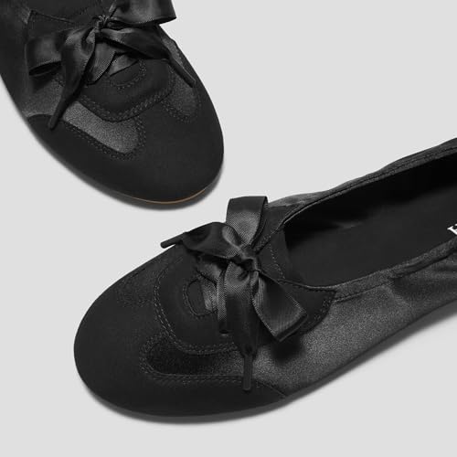 VIVAIA Yanka Round-Toe Satin Sneakerina Lace-up Ballet Flats for Women4
