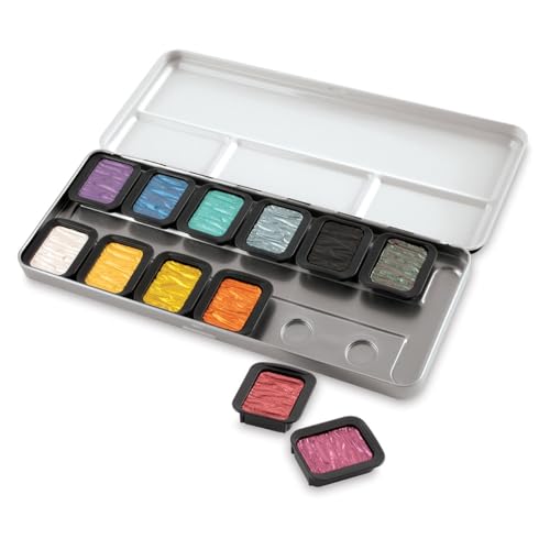 Boîte Finetec F1200 de 12 couleurs de nacre couvrantes et godets larges 30mm