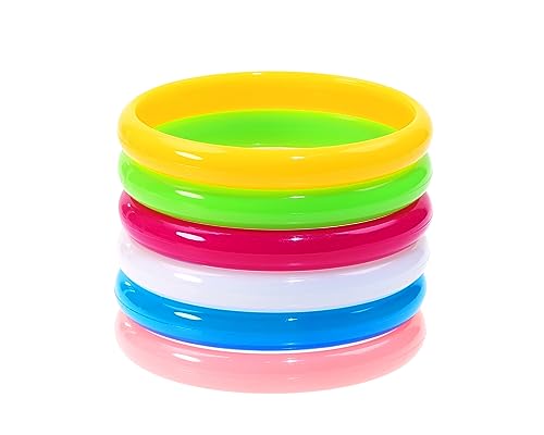 PPhtony Resin Bracelets 6Pcs Retro Candy Color 80s 90s Costume Party Wrist Band Play Bracelets Plastic Jewelry Ring for Women Men