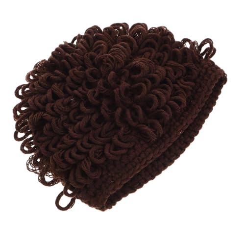 BESPORTBLE Wig Hat Beanie for Boy Girl Warm Winter Cap for Boys Soft Yarn Elastic Pullover Design Head Circumference for Outdoor Activities Daily Wear Dark Brown