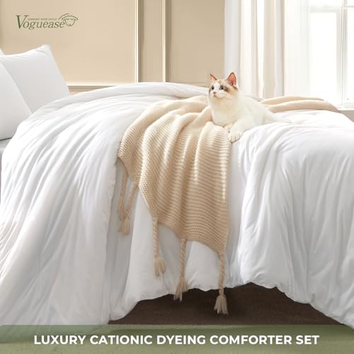 Image of Twin Comforter Set, Comforters Twin Size Bed Sets, Luxury Ultra-Soft Jersey Knit Bedding, White Lightweight Down Alternative Bed Comforter for All Season, 2 Piece Bedding Set