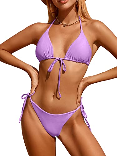 Image of Bikinis Swimsuit Set for Women Swimwear Triangle Bathing Suit Tie String Thong