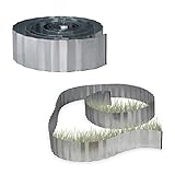 Relaxdays 2X Rasenkante verzinkt, Beetumrandung Metall, Beeteinfassung als Wurzelsperre, LxH: 5 m x 16 cm, flexibel, Silber, grau