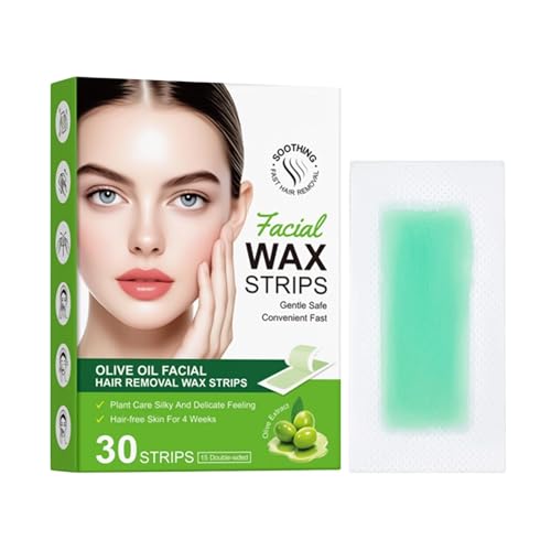 Tiras de facial, 30 hojas de acción rápida de larga duración, depilación con sensación ligera, 10 x 7 x 2 cm, categoría de belleza, facial para madre, esposa, novia, hija, niña