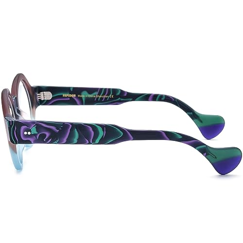 Image of HEPIDEM Multicolor Acetate Glasses Frame Women Oversize Vintage Round Eyeglasses Optical Spectacles 9271