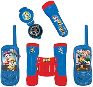 LEXIBOOK RPTW12SP Spider-Man-Adventurer Set for Children, Walkie-Talkies 120m, Binoculars, Compass, Torchlight, Blue/Red