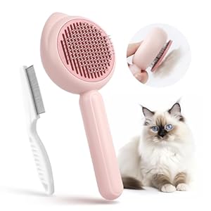 Cat Brush Cat Comb，Baytion Cat Grooming Brush Cat Hair Brush Self Cleaning with Release Button for Short or Long Haired Cats Kitten to Remove Loose Fur, Tangles & Dirt