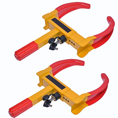 Ketofa Wheel Lock Clamp Boot Tire Claw, Tire Clamp Wheel Lock-Anti Theft Wheel Chock Lock Car Trailer Wheel-Security Travel Locking Claw Auto- Camper Car Van Truck for SUV fits(2 Pcs)
